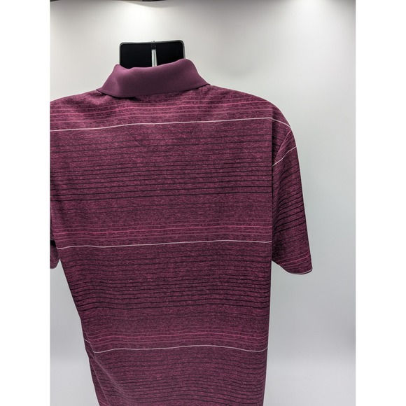 PG Tour Mens Medium Burgundy‎ Striped Golf Polo Shirt M - Picture 8 of 13
